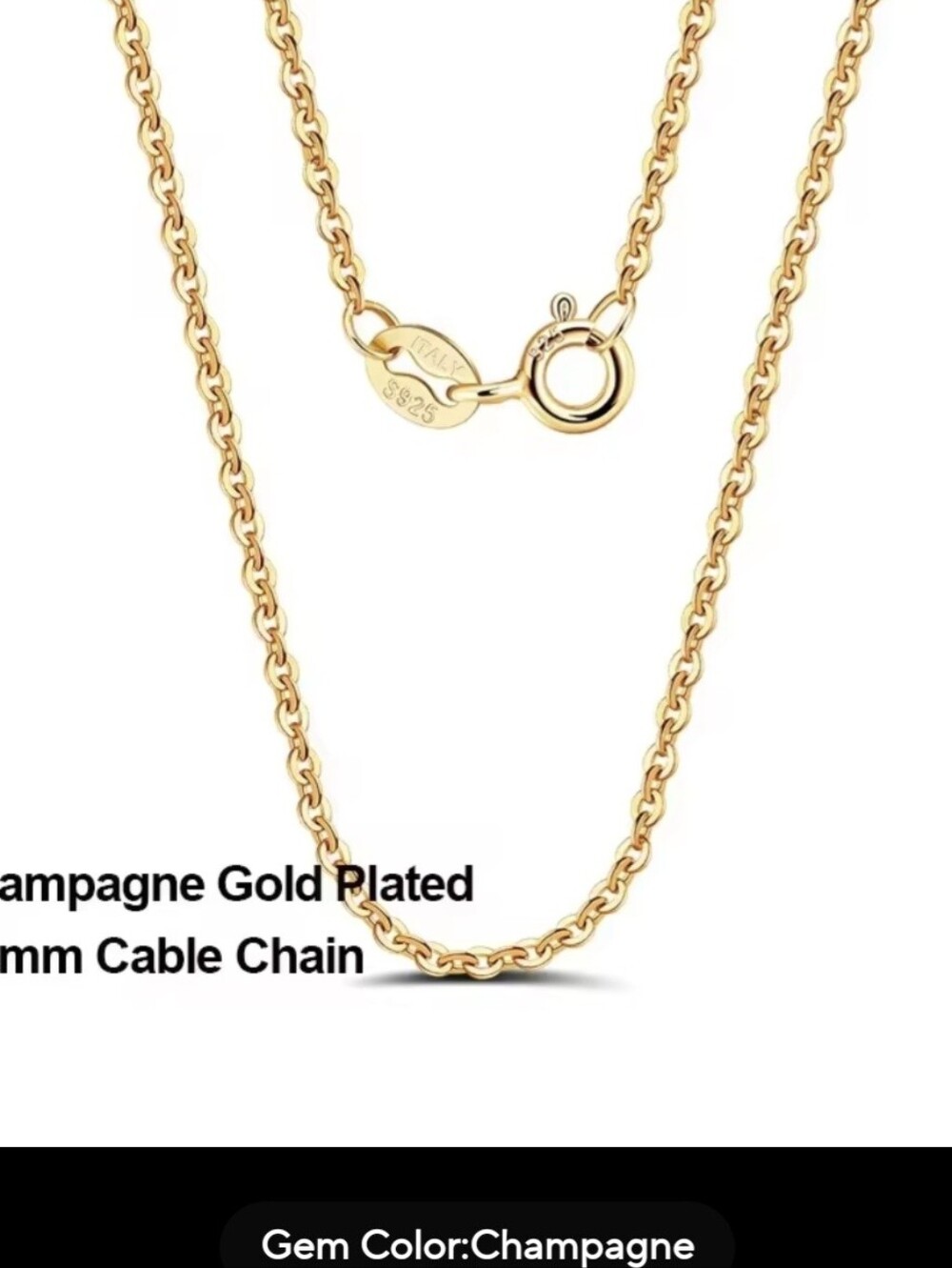 💛💛NEW💛💛 PRETTY!! 1.0MM GOLD PLATED S925 ITALY Dainty Cable Chain